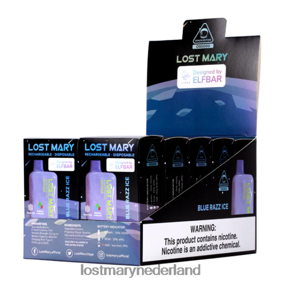 LOST MARY vape review - maria os5000 verloren blauw razz-ijs 2684Z14